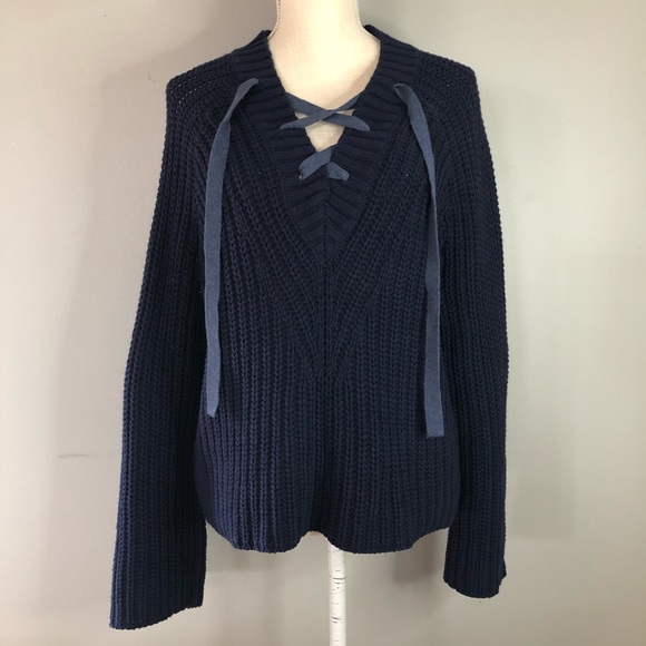 aerie Sweaters - Women’s Aerie Blue Chunky Cable Knit Cropped Sweater